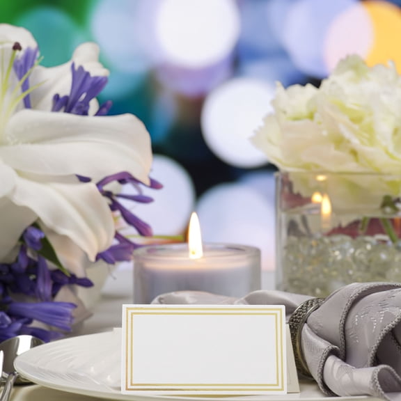 LIFKOME 50Pcs White Paper Wedding Place Cards Foldable Tent Cards for Reserved Table Signs