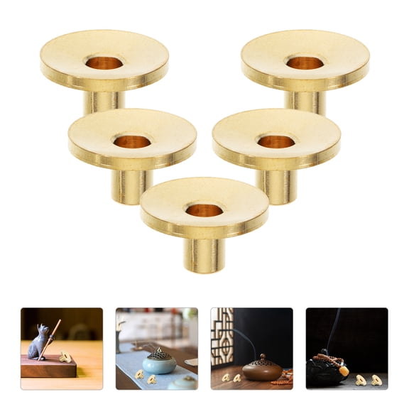 LIFKOME Golden Copper Backflow Incense Holder with Artistic Carvings, Cone Stand for Home Decor, 5 Pieces Set