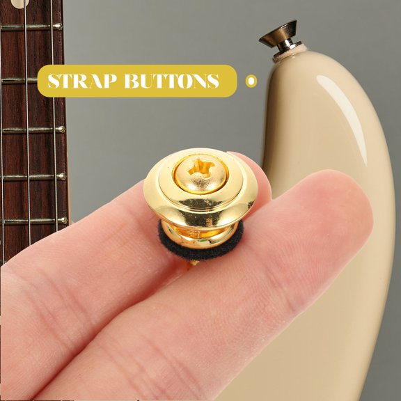 LIFKOME 5Pcs Golden Metal Guitar Strap Locks Easy Install Strap Pegs for Instruments