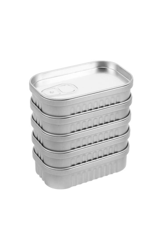 5Pcs Metal Box for Jewelry Plated Silver Rectangle Tin with Lid Decorative Storage Case