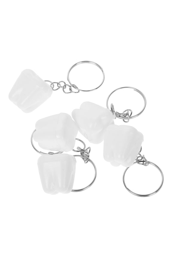 5-Pack White Tooth Key with Unique Stylish Design, Tooth Holders for Keys, Backpacks, and Everyday Use