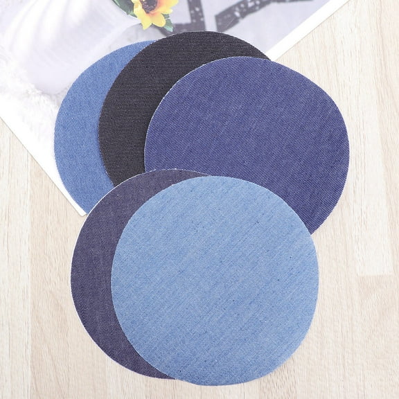 LIFKOME 5Pcs Suede Elbow Patches For Sweaters Blue Round Repair Patches For Clothes