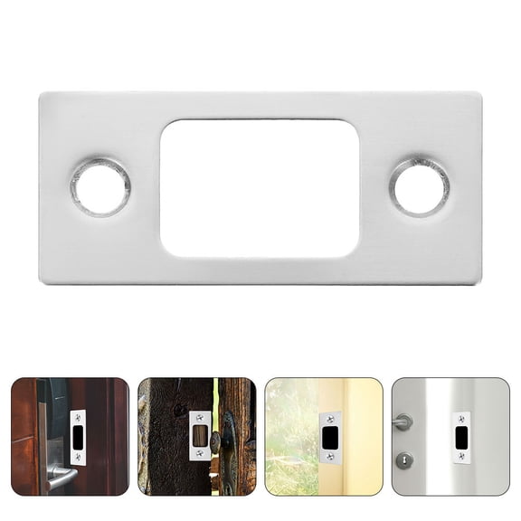 LIFKOME 6Pcs Plated Silver Steel Door Kick Plate Adjustable Deadbolt Strike Plate for Sliding Doors