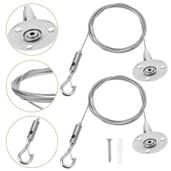 LIFKOME 6pcs Adjustable Hanging Wire Stainless Steel Wire Rope With Hook Light Lamp Suspension For Secure Wall Ceiling Hanging Pictures Mirrors