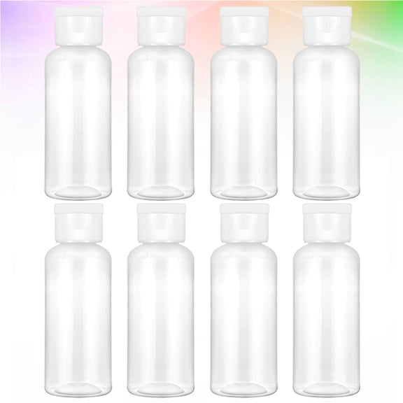 LIFKOME 8Pcs Clamshell Bottle White Plastic Empty Bottles with Cap for Travel Use Convenience