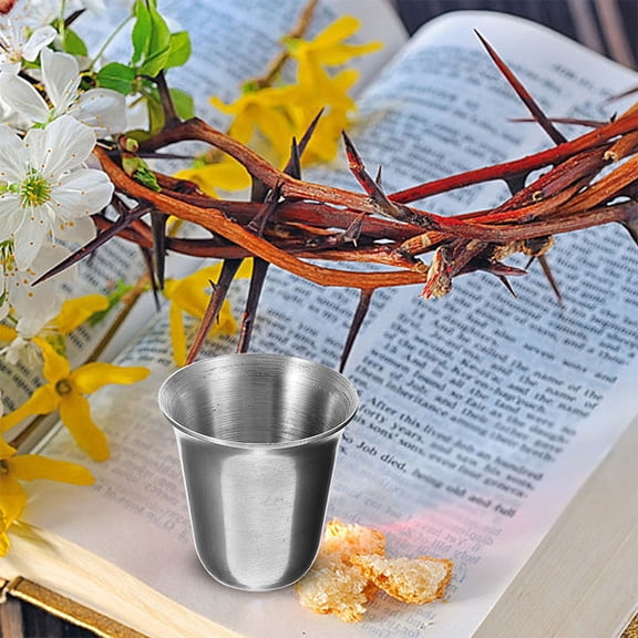 LIFKOME 8Pcs Portable Stainless Steel Communions Cup with Stackable Design and Elegant Finish
