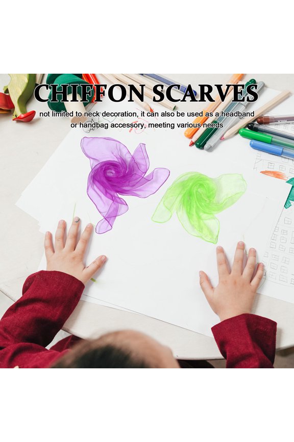 9Pcs Lightweight Polyester Chiffon Scarves Solid Colors for Dance Stage and Handbag Decoration