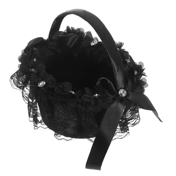 LIFKOME Elegant Black Bridal Flower Basket with Handle for Weddings, Parties, and Special Occasions