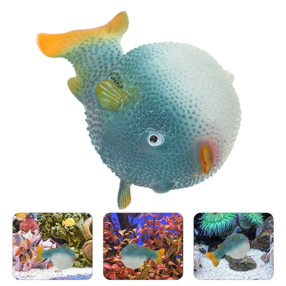 LIFKOME Blue Fluorescent Simulated Puffer Fish Beautiful Aquarium Decor Safe for Fish
