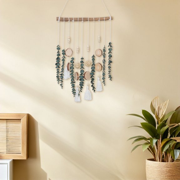 LIFKOME Bohemian Wall Decor Eucalyptus Hanging Garland with Wooden Beads