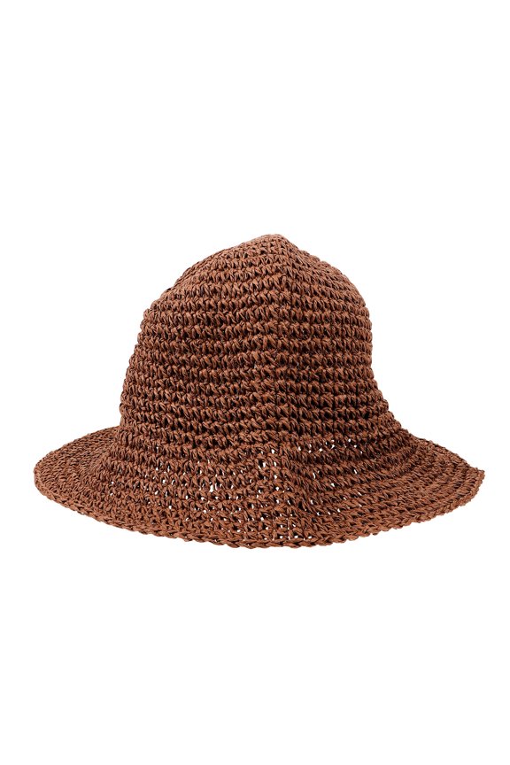 Brown Paper Bucket Hat Lightweight Foldable Breathable Comfortable Hat for Casual Outdoor Use
