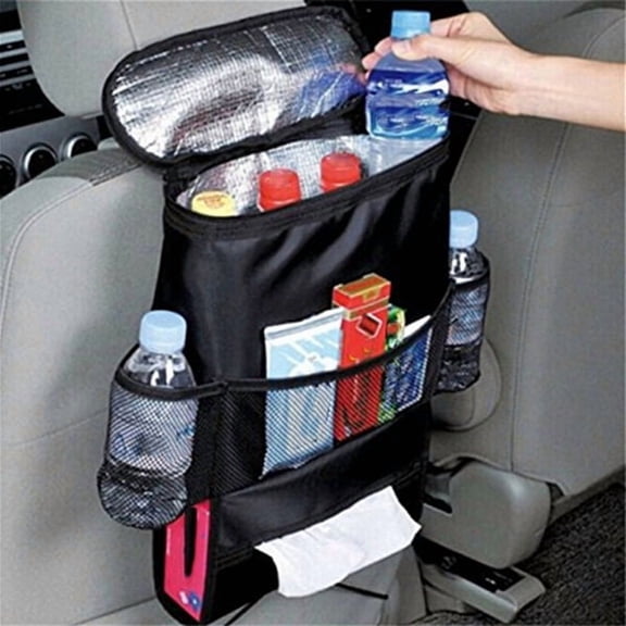 LIFKOME Large Car Ice Bag with Insulation, Black Oxford Cloth Travel Cooler Storage Bag for Vehicle Use
