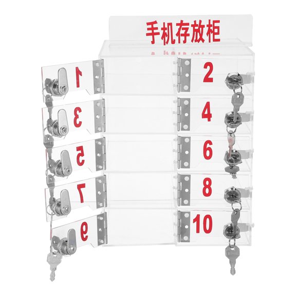 LIFKOME Clear Acrylic Phone Locker Box with Individual Lock Compartments for Work and School