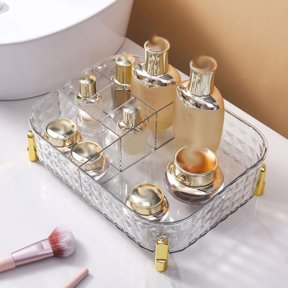 LIFKOME Transparent Pet ABS Makeup Organizer for Bathroom Counter Decor