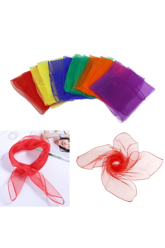 Dance Group Rhythm Scarves 12Pcs Hemmed Square Silk for Outdoor Activities