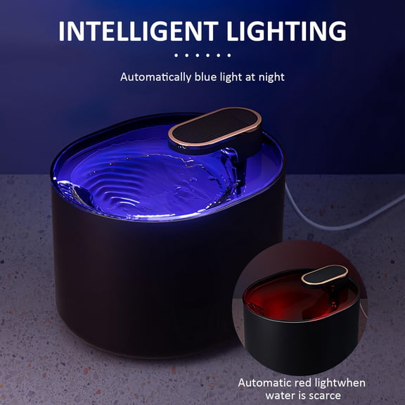LIFKOME Dark Automatic Pet Water Fountain for Cats and Small Dogs, Silent Pump, Double Filtration, PP Cat Water Dispenser