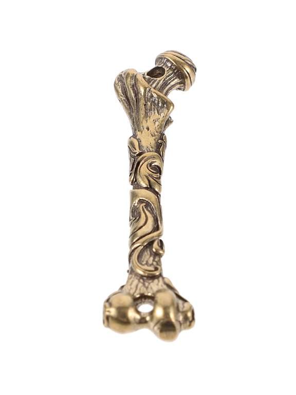 Brass Bone Keychain Charm with Golden Cat Design, Decorative Pendant for Bags, Keys, and Accessories