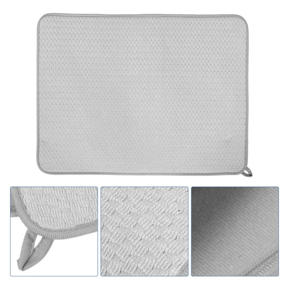 LIFKOME Dish Drying Mats for Kitchen Counter Dish Drying Mat Grey Fiber Water Absorption for Home Users 1Pack
