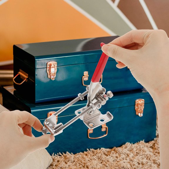 LIFKOME Durable Toggle Clamp Latch Plated Silver Metal Hasp Clamp for Toolbox and Suitcase Use