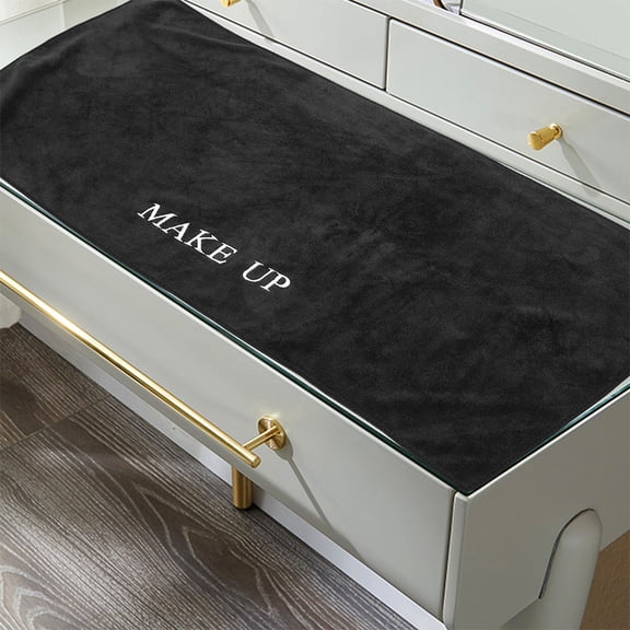 LIFKOME Elegant Black Vanity Mat with Antislip Fabric Bottom for Makeup Table and Desk Use