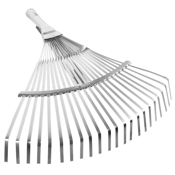 LIFKOME Gardening Leaf Rake Expandable Stainless Steel Plated Silver for Yard