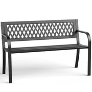 LIFKOME Garden Bench Heavy Duty 2-Seater Weather-Resistant Patio Outdoor Bench Black 20"D x 47"W x 30"H