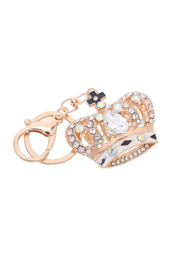Girly Crystal Crown Keychain Ring for Secure Bag and Purse Accessories