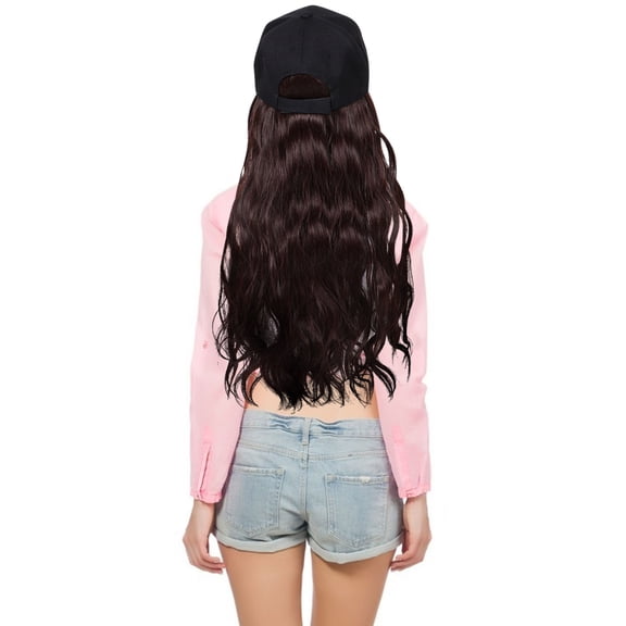 LIFKOME Hat Wigs For Women 1Pcs Baseball Cap With Hair Attached Black Polyester Casual