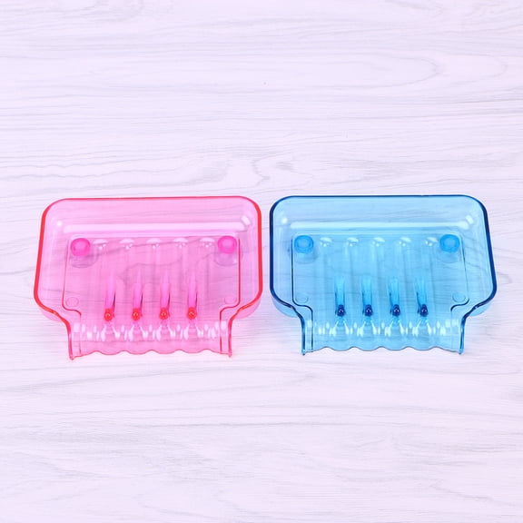 LIFKOME Pink Plastic Soap Dish for Bathroom with Suction Cups Strong Water Drainage Hollow Design for Shower