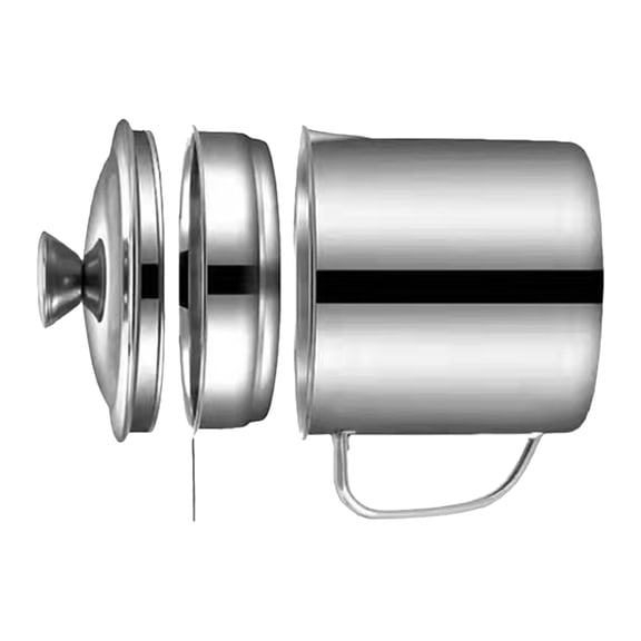 LIFKOME Plated Silver Stainless Steel Grease Container with Strainer for Cooking and Storage