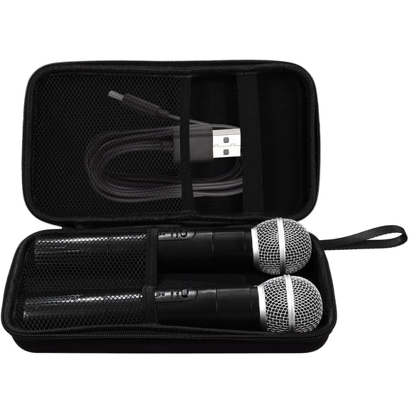 LIFKOME Portable Black Microphone Carrier Case with Hard Shell and Receiver Compartment