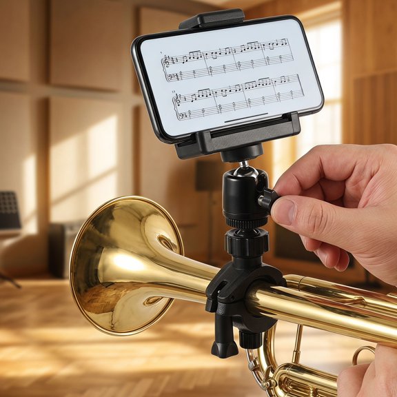 LIFKOME Portable Foldable Trumpet Phone Stand with Durable Brass Construction and Rotatable Design