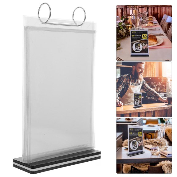 LIFKOME Portable Transparent Acrylic Menu Display Stand Flip Table Organizer for Desktop
