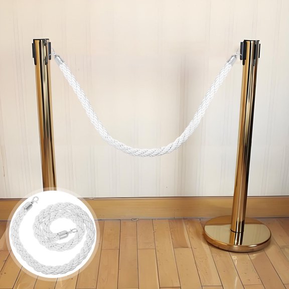 LIFKOME Queue Stanchion Barrier Rope White Twisted Rope Style 1Set for Area Separation in Theaters