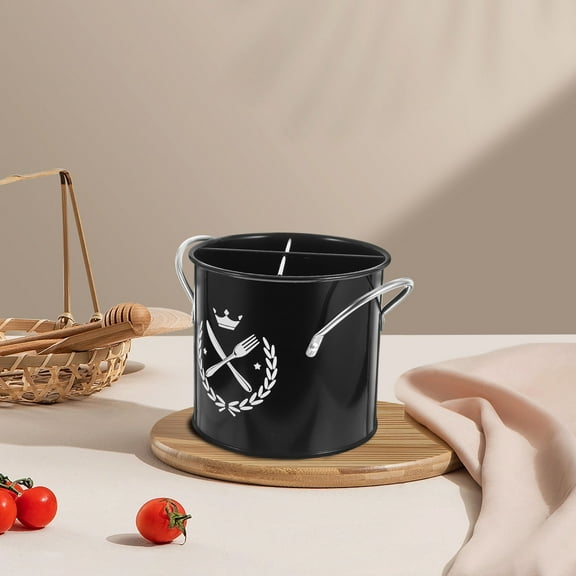 LIFKOME Retro Style Cutlery Bucket 1Pack Square Galvanized Iron Kitchen Counter Organizer For Homeowners