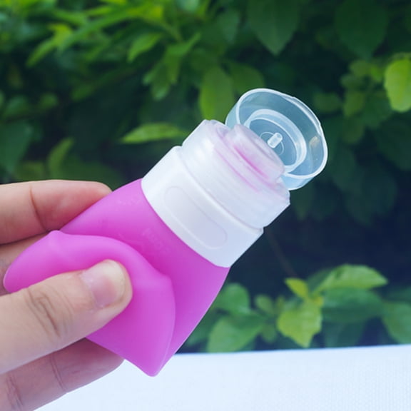 LIFKOME Reusable Purple Silicone Liquid Bottles for Travel with Wide Mouth and Controlled Flow