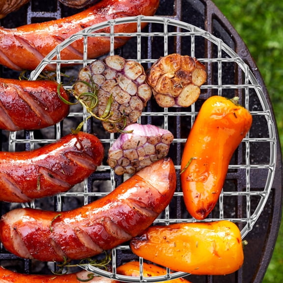 LIFKOME Round Stainless Steel Grill Screen for Bbq Grilling Fish Meat Vegetables Baking