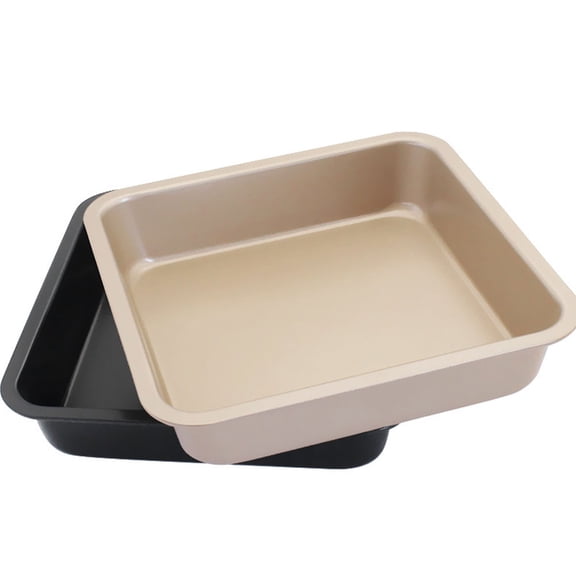 LIFKOME Square Cake Tray Nonstick Bakeware Baking Pan for Home Kitchen Golden 1Pack
