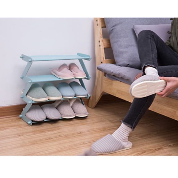 LIFKOME Stainless Steel Shoe Organizer Rack with Non-Woven Fabric Holder for Sandals and Shoes Storage