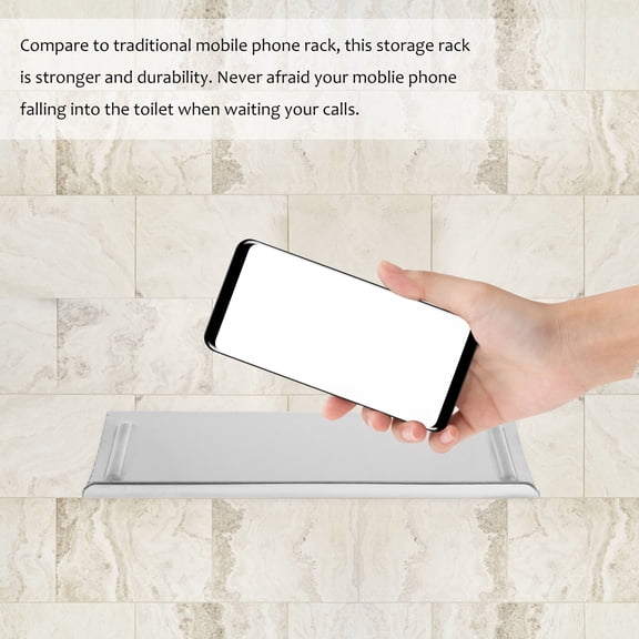 LIFKOME Stainless Steel Storage Tray with Phone Shelf for Bathroom Use Silver Vintage Style 12.5x8.5 Inches