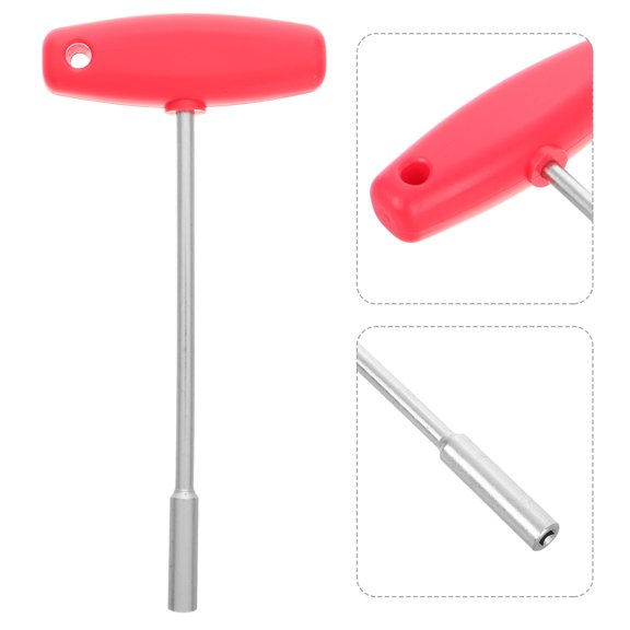 LIFKOME Steel Construction Red Bike Spoke Tool with T Shape Socket and Multifunction Design