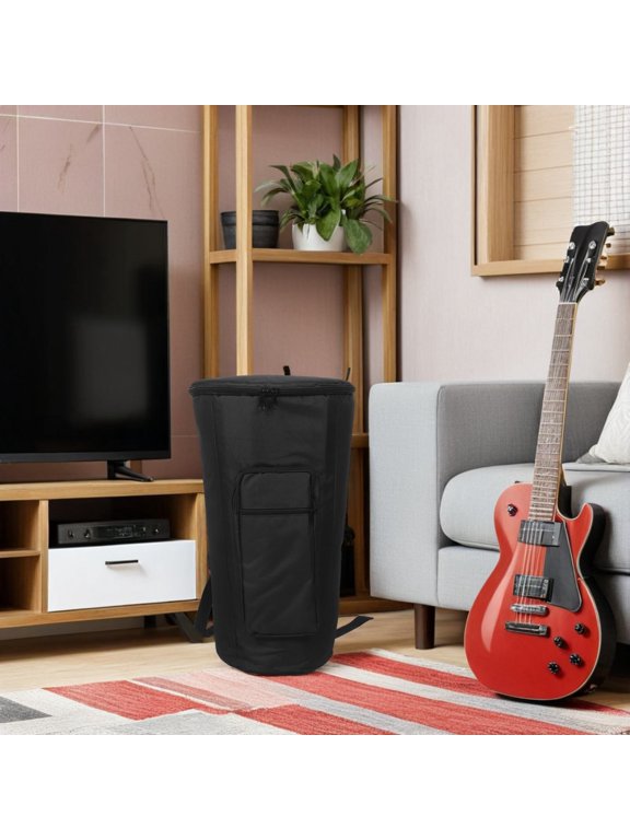 African Drum Case Padded Waterproof Backpack for Drum Use Black Cotton Linen