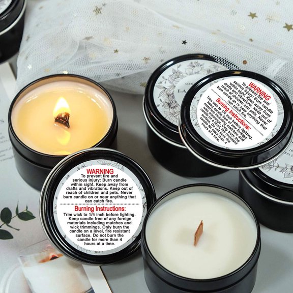 LIFKOME White Candle Warning Labels Stickers for Candle Jars Versatile DIY Fire Safety Decals