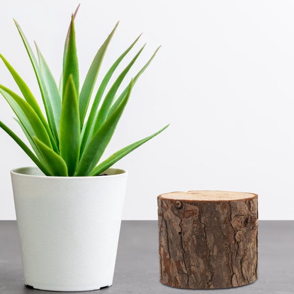 LIFKOME 4-Pack Artificial Tree Stump Planter Pots with Realistic Bark Texture, Rustic Wood Flower Pots for Farmhouse Home Decor