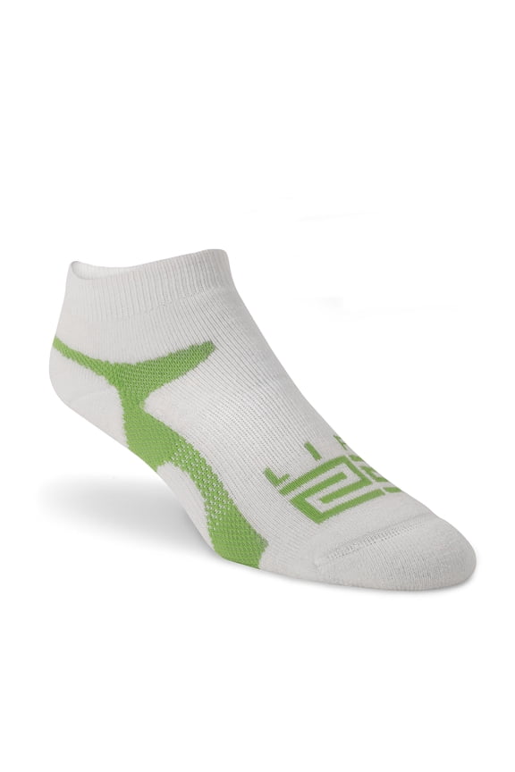 LIFT 23 Golf Socks Low Rise Meriono Wool with Arch Compression and Seamless Toe (White & Green, Small)