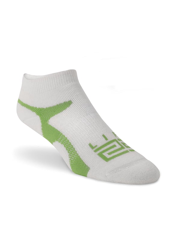 LIFT 23 Golf Socks Low Rise Meriono Wool with Arch Compression and Seamless Toe (White & Green, Small)