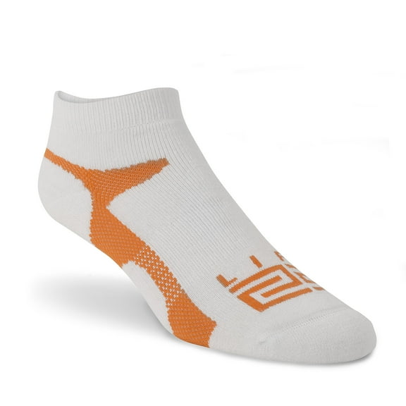 LIFT 23 Golf Socks Low Rise Meriono Wool with Arch Compression and Seamless Toe (White & Orange, Small)