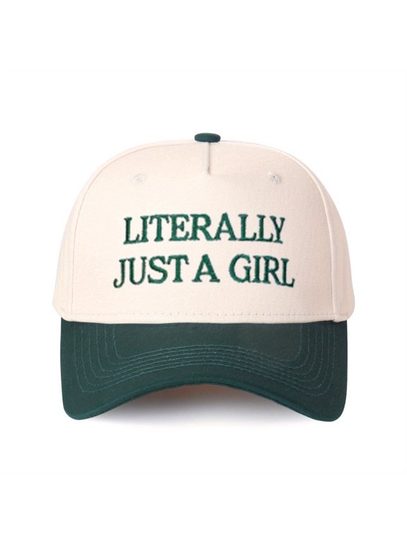 LIFTERALY JUST A GIRL Embroidered Trucker Hat Color Block Baseball Cap, Adjustable Unisex, Travel Essential