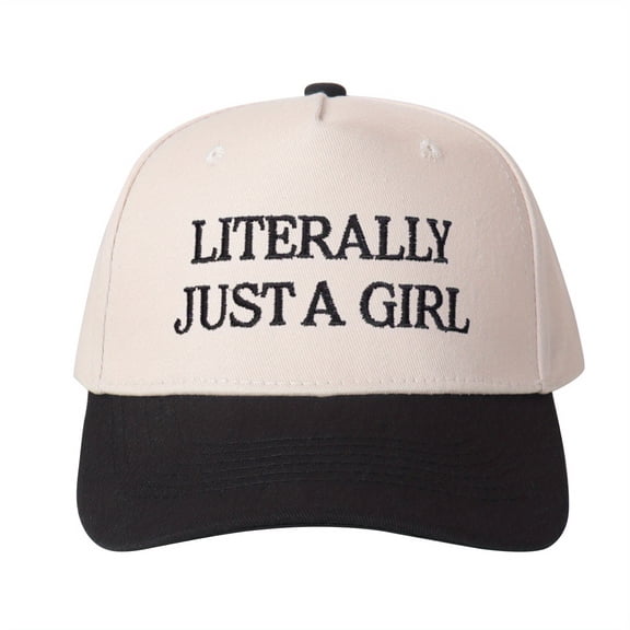 LIFTERALY JUST A GIRL Embroidered Trucker Hat Color Block Baseball Cap, Adjustable Unisex, Travel Essential