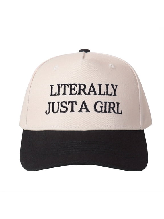 LIFTERALY JUST A GIRL Embroidered Trucker Hat Color Block Baseball Cap, Adjustable Unisex, Travel Essential